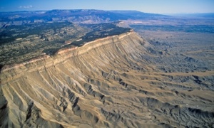 Arial view of the Book Cliffs north of Grand Junction Colorado